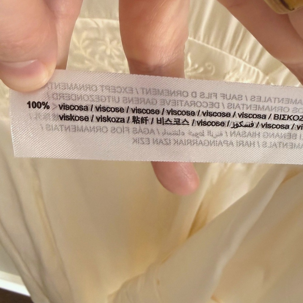 Zara Home Cream Satin Embroidered Flutter Sleeve Open Back Nightgown SZ L NWT - Picture 10 of 11